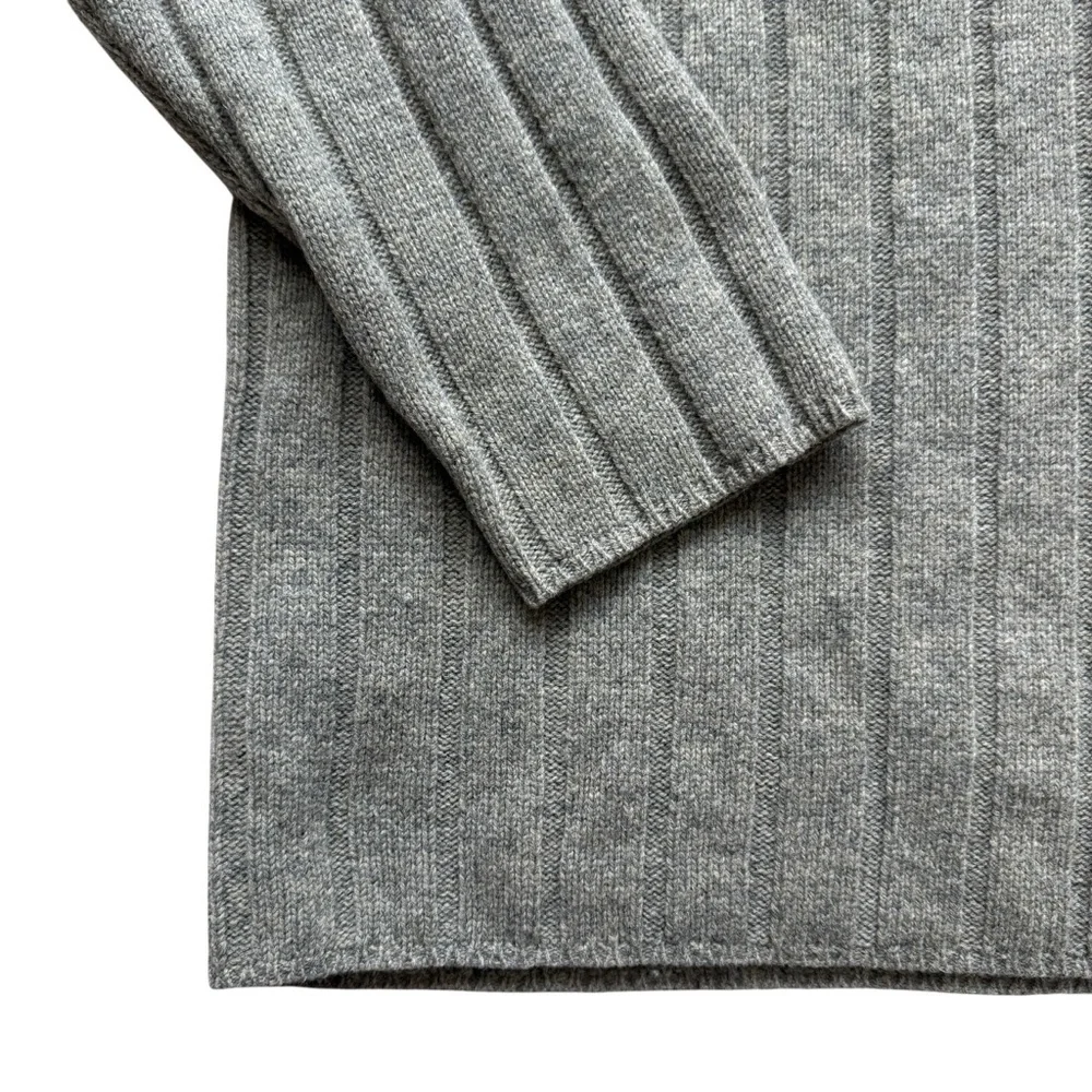 VTG Y2K GAP 100% Lambswool Quarter Zip Sweater XXL Gray Rib Knit Winter Classic